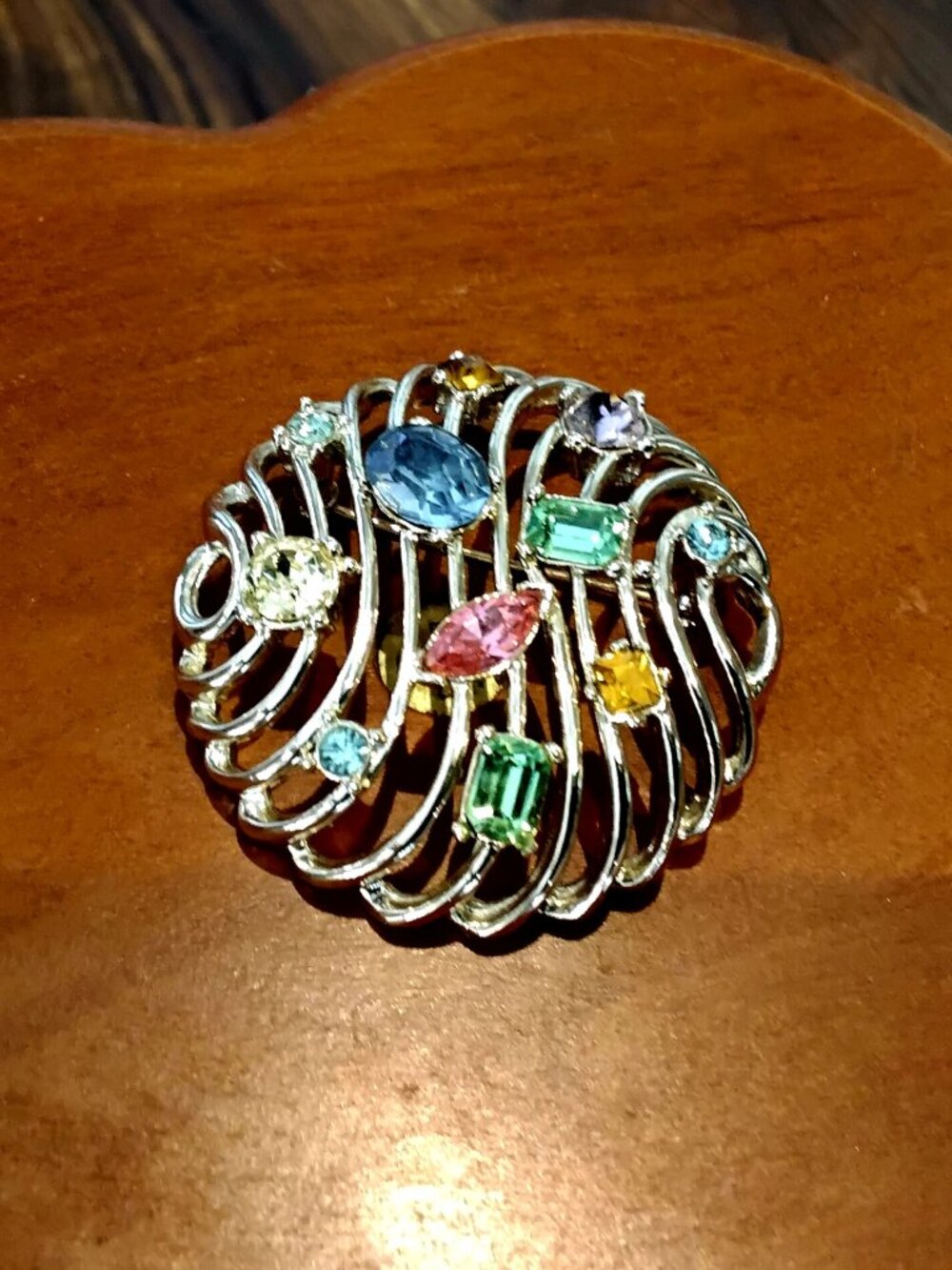 Vintage Kramer Rhinestone Silver Toned Brooch Pin